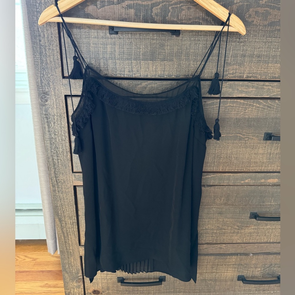 Elie Tahari Silk Black Tassel Camisole